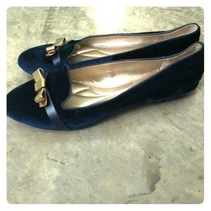 Blue velvet flats